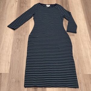Gilli Women's Petite L/P Gisela Shirt Dress AC2 Navy/Green Stripe NWT